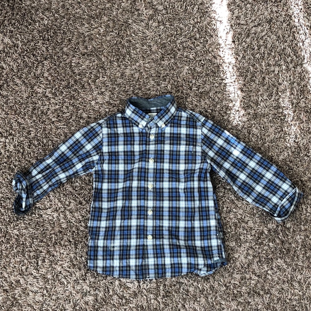 Crewcuts Boys (3) Blue Button-Down Plaid Shirt